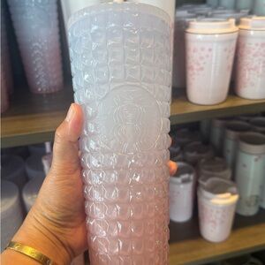Starbucks Gradient White-to-Pink Studded Tumbler